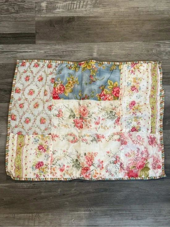 Handmade Floral Patchwork Pillowcase Cottagecore Quilted Pillow Sham 22x21