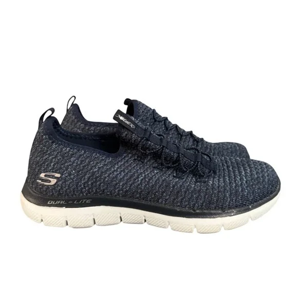 Skechers Dual-Lite Navy Blue Knit Memory Foam Slip On Sneakers Mens 12765