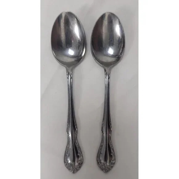 2 Vintage AMC Stainless Steel DIANA Flatware Spoons Diana Pattern 6.75in