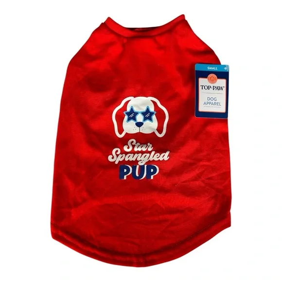 Top Paw Star Spangled Patriotic Pup Dog Tee S