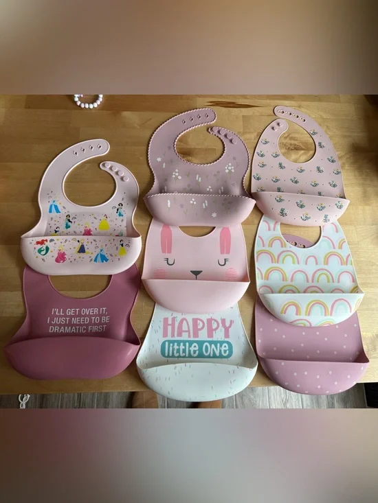 Baby Girl Toddler Silicone Bibs Set of 8
