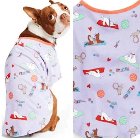 NWT purple yoga dog tee t-shirt S