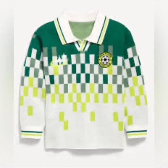 Old Navy Boys Long-sleeve Green/White Soccer Sweater(Size 2T)