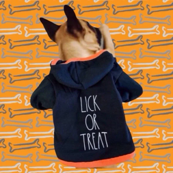 Rae Dunn Pet “LICK OR TREAT” Dog Hoodie Shirt NWT