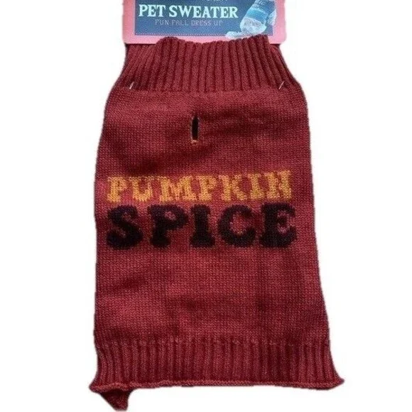 Pumpkin Spice Dog Pet Fall Sweater Size Medium NWT Halloween Costume Cozy Puppy