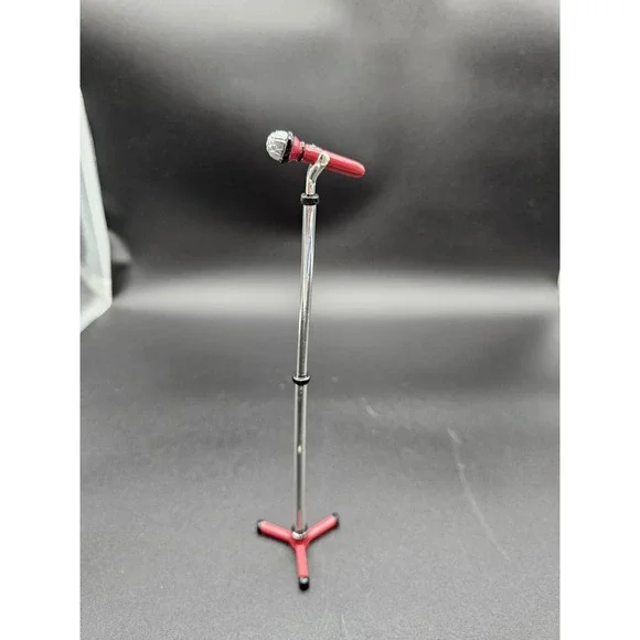 2 Piece Set Dollhouse Miniature‎ Microphone Stand & Microphone