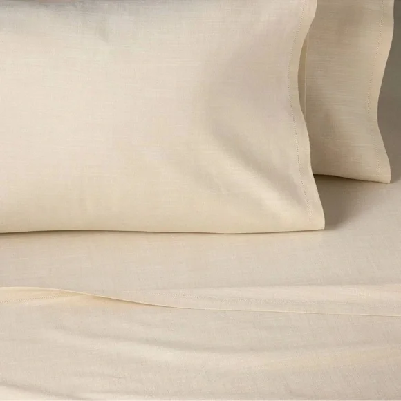 Hearth & Hand Magnolia Woven Linen Lyocell Cotton Sheet - Tan Cream KING