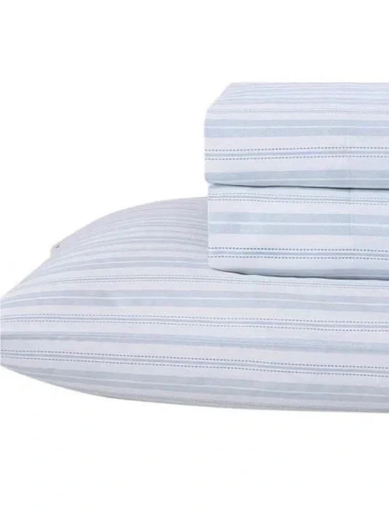 Laura Ashley Fern Blue Queen 300 Thread Count Cotton Sheet Set NWT