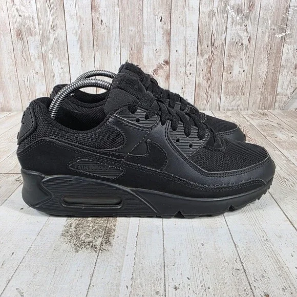Nike Air Max 90 Mens Triple Black Low Top Sneakers CN8490-003 Size 8