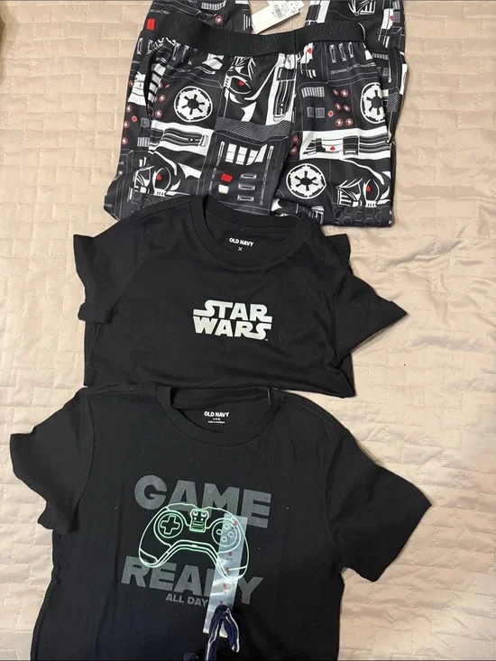 Old Navy Star Wars Lot  - Game Ready Kids Pajama pants with two T-shirts