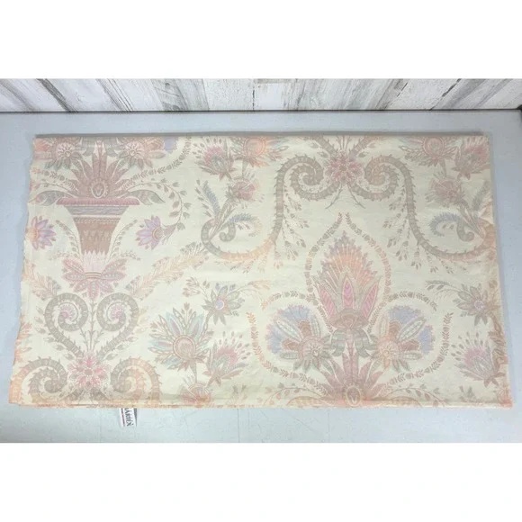 Atelier Martex Full Sheet Set Cream Pink Floral Paisley Cotton Vintage USA READ
