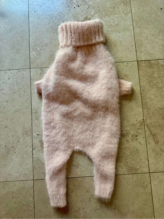 Soft Pink Fuzzy Dog One-Piece Romper