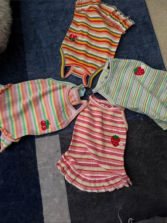 Striped Strawberry & Cherry Dog Tank Top - Multi Color
