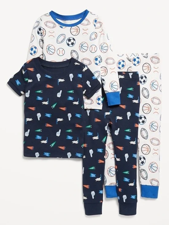 NWT Old Navy Toddler Boys Sports Pajama 4-piece set, 4T