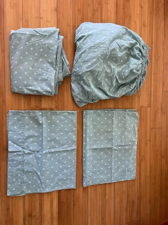 Threshold 100% Organic Cotton 4-Piece Sheet Set Full Size Sage Green Performanc