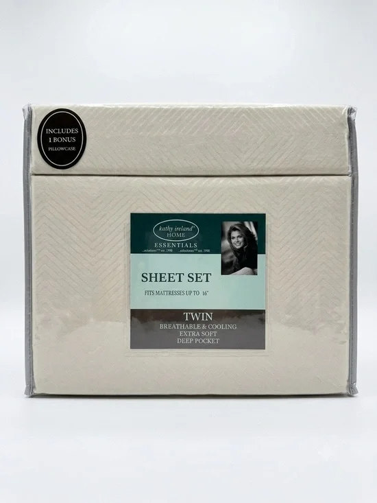 kathy ireland Home Essentials Twin Sheet Set - Cream