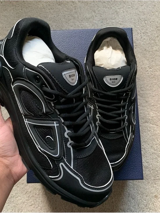 Dior Black Men’s Sneakers with White Trim