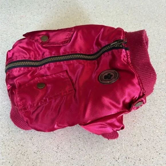 Red Satin Dog Bomber Jacket