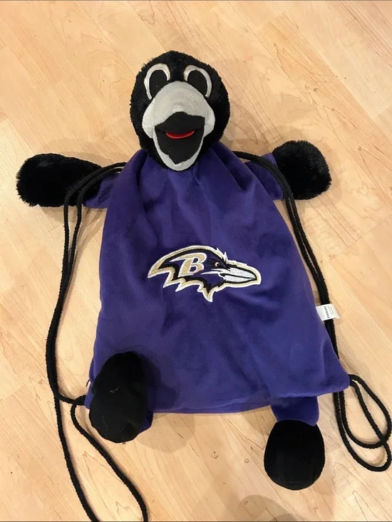 Baltimore Ravens Purple Plush Drawstring Bird Backpack/6