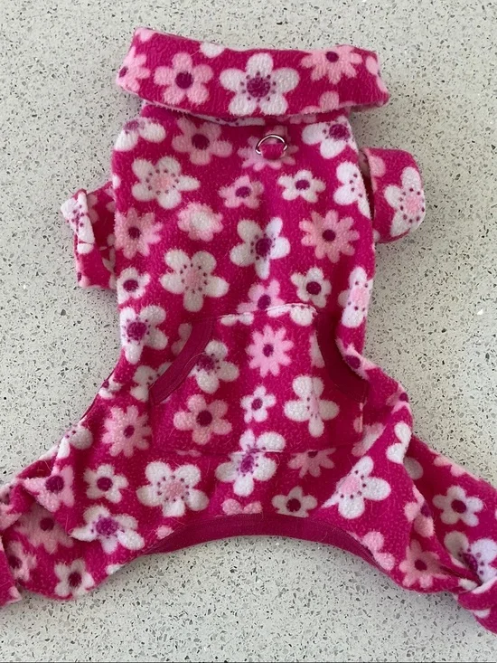 Cozy Pink Floral Fleece Dog Pajamas