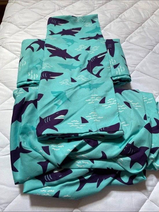 Aqua Shark Print Sheet Set