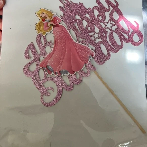 Pink Sleeping Beauty Cake Topper for Birthday Parties