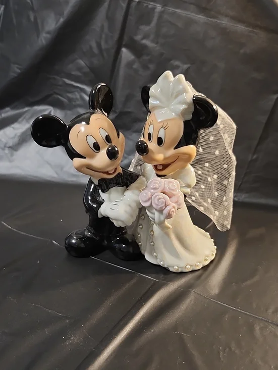 Disney Mickey & Minnie Wedding Cake Topper - White & Black