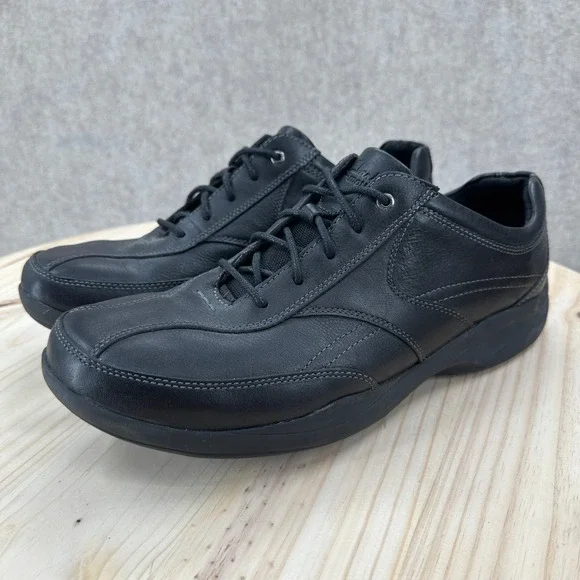 Clarks‎ Clarks Wave Walk Mens Black Leather Sneakers Lace Up Shoes 12 M