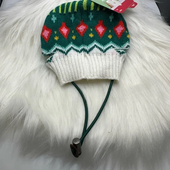 🩷5/$10 PET Festive Knit Hat - Green and White