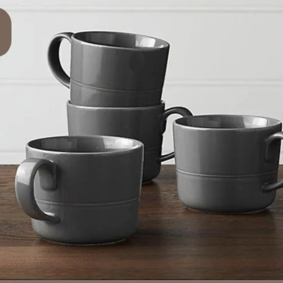 Crate & barrel Aaron Probyn set of 4 mugs gray‎ ceramic