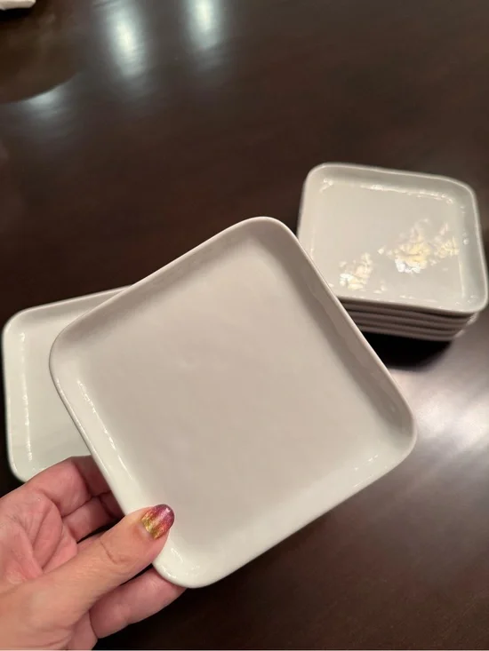 Mercer White Square Porcelain Appetizer Plates, Set of 8