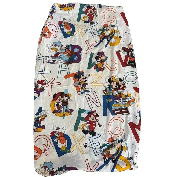 Disney Vintage Dundee Mickey Mouse ABC Fitted Crib Sheet Toddler Bed USA