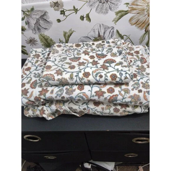 THRESHOLD  AUTUMN FALL  FLANNEL COMPLETE TWIN SIZE SHEET SET