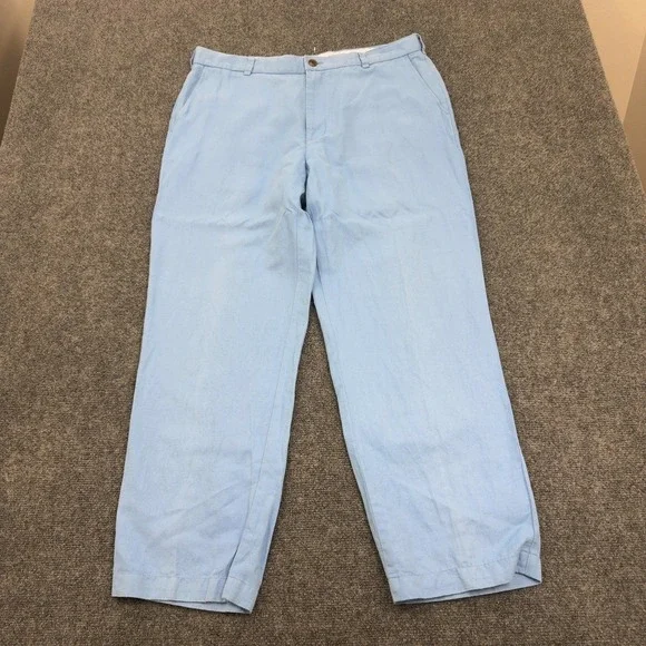 Brooks Brothers Pants Mens 40 Blue Irish Linen Cotton Clark Fit Chino Classic