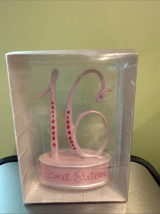 Sweet Sixteen Pink Cake Topper - Elegant Number 16 Accent