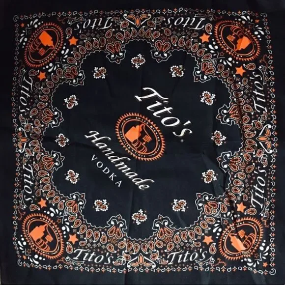 New Tito’s scarf black white orange festival wear