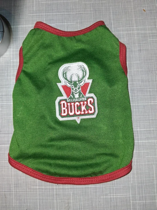 Milwaukee Bucks Green Pet Dog/Cat Tank Top with Red Trim Size S/M