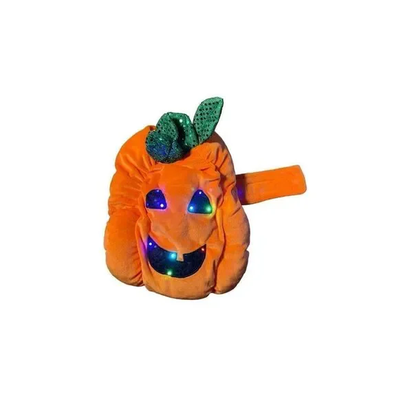 Thrills and chills, dog light up pumpkin coat/orange/size small battery operated