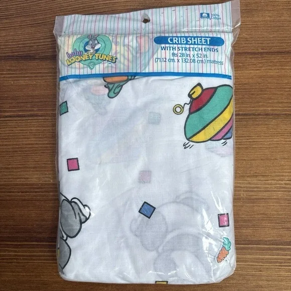 Vintage 1997 Baby Looney Tunes Bugs Tweety Crib Sheet NIP Gerber Cotton