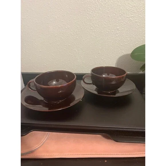 Crate and Barrel 9oz tea cup and plate set of 2