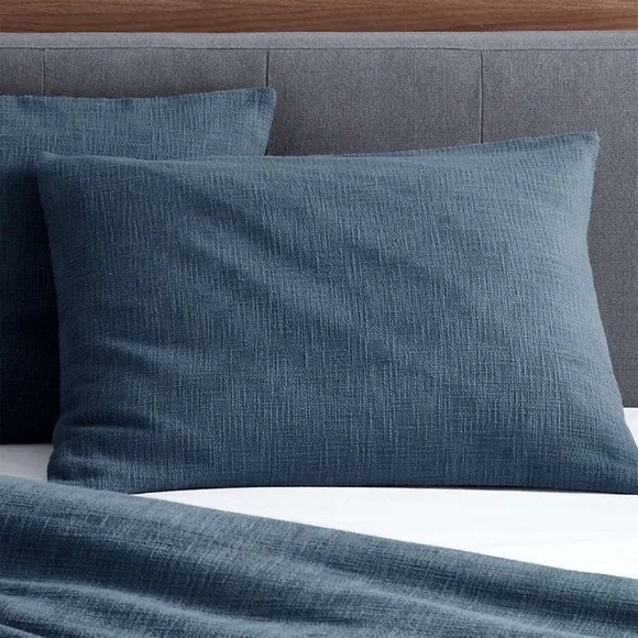 Crate & Barrel Lindstrom Cotton Blue Standard Pillow Sham
