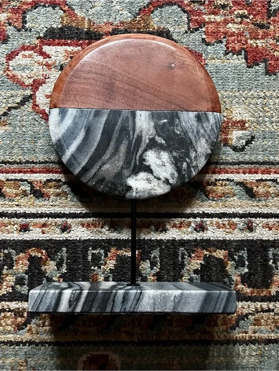 Crate & Barrel Marble/Wood Home Decor Stand