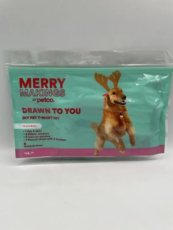 Merry Makings Drawn To You DIY Pet T-Shirt Kit Petco-Shirt/Markers Size Small
