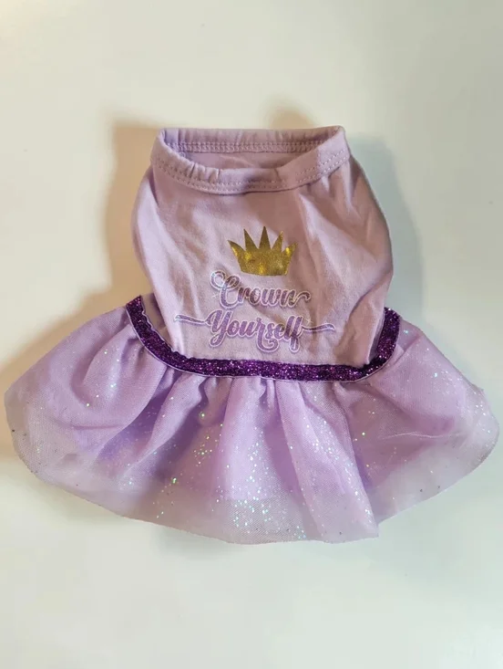 SP20 Top Paw® Pet Smart Lavander Crown Yourself Princess Dog Dress XS Gold Crown