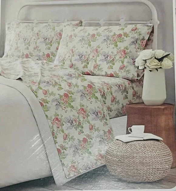 NWT❤️Rachel Ashwell The Farmhouse Shabby Chic Cotton Queen Sheet Set