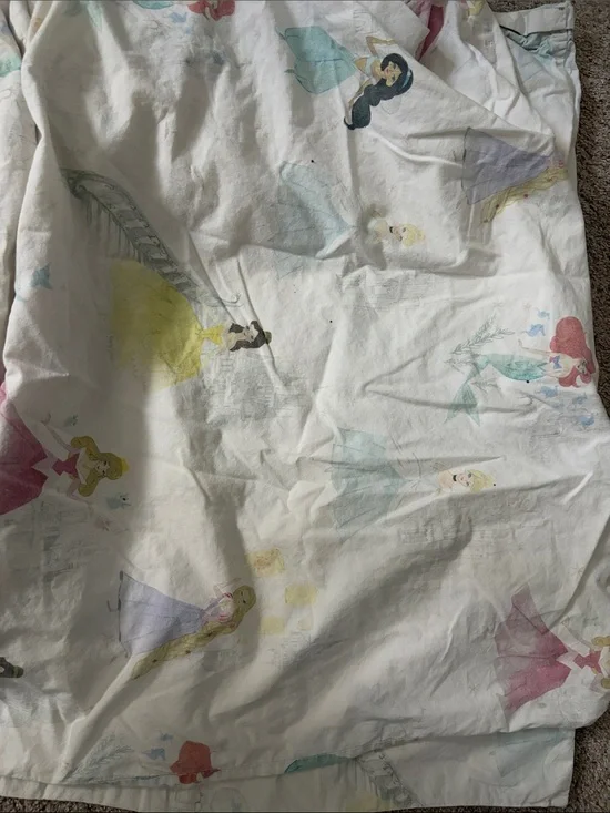 Disney Princess Cotton Duvet Cover - White with Pastel Princess Prints