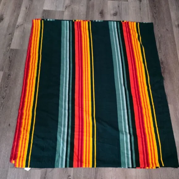 Pendleton King Flat Flannel Sheet 102”X108” Grand Canyon Stripes Cotton Blanket