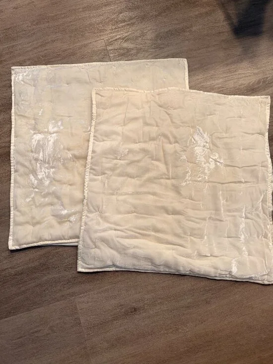 Two Ivory Velvet Euro Shams  - Crate and Barrel