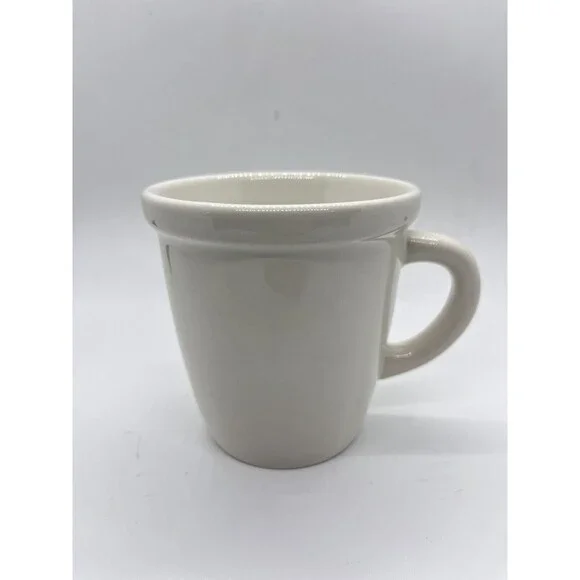 Crate & Barrel White Coffee Mug Tea Cup with Handle and Rim