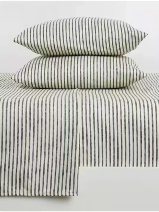 King Dark Grey Striped Microfiber Sheet Set 4 Piece Soft Wrinkle Resistant New